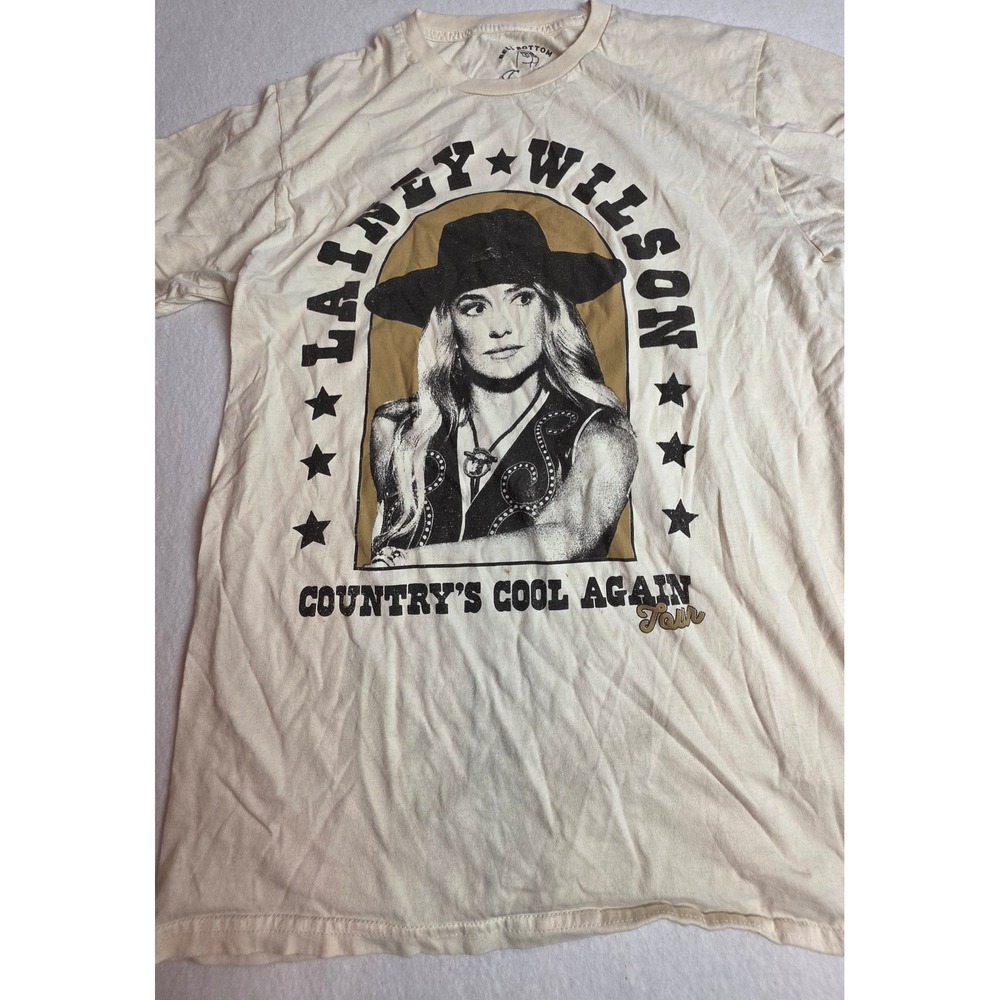 Lainey Wilson Countrys Cool Again 2024 Tour Graphic T-Shirt Cream Large